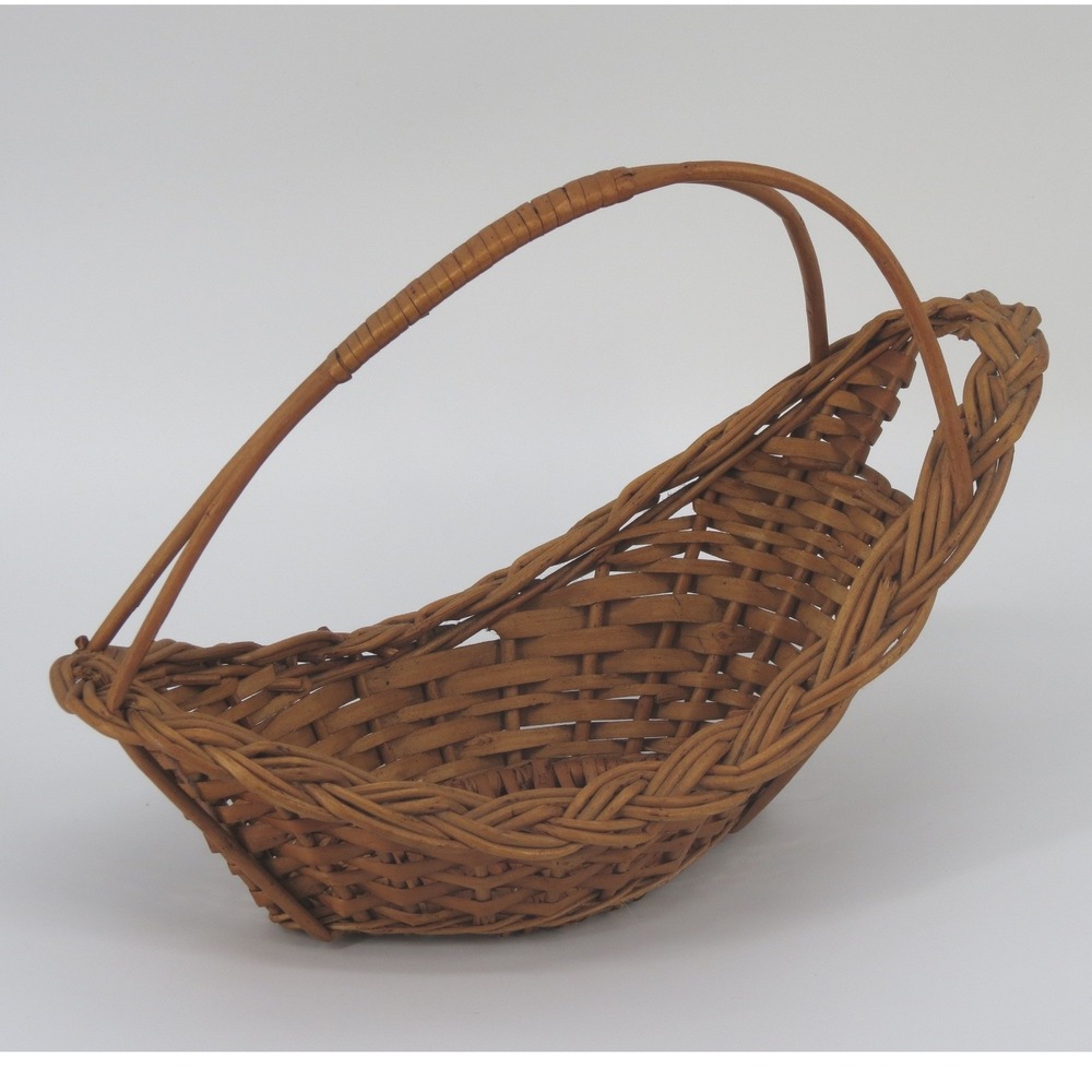 Woven Wicker Wine Bottle Basket Rustic Brown Cottagecore Vintage Home Decor